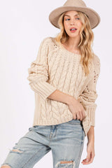 Sandstone Beige Cable-Knit Sweater - Luxurious Comfort, Sweaters, $ 57.00, A Moment Of Now™