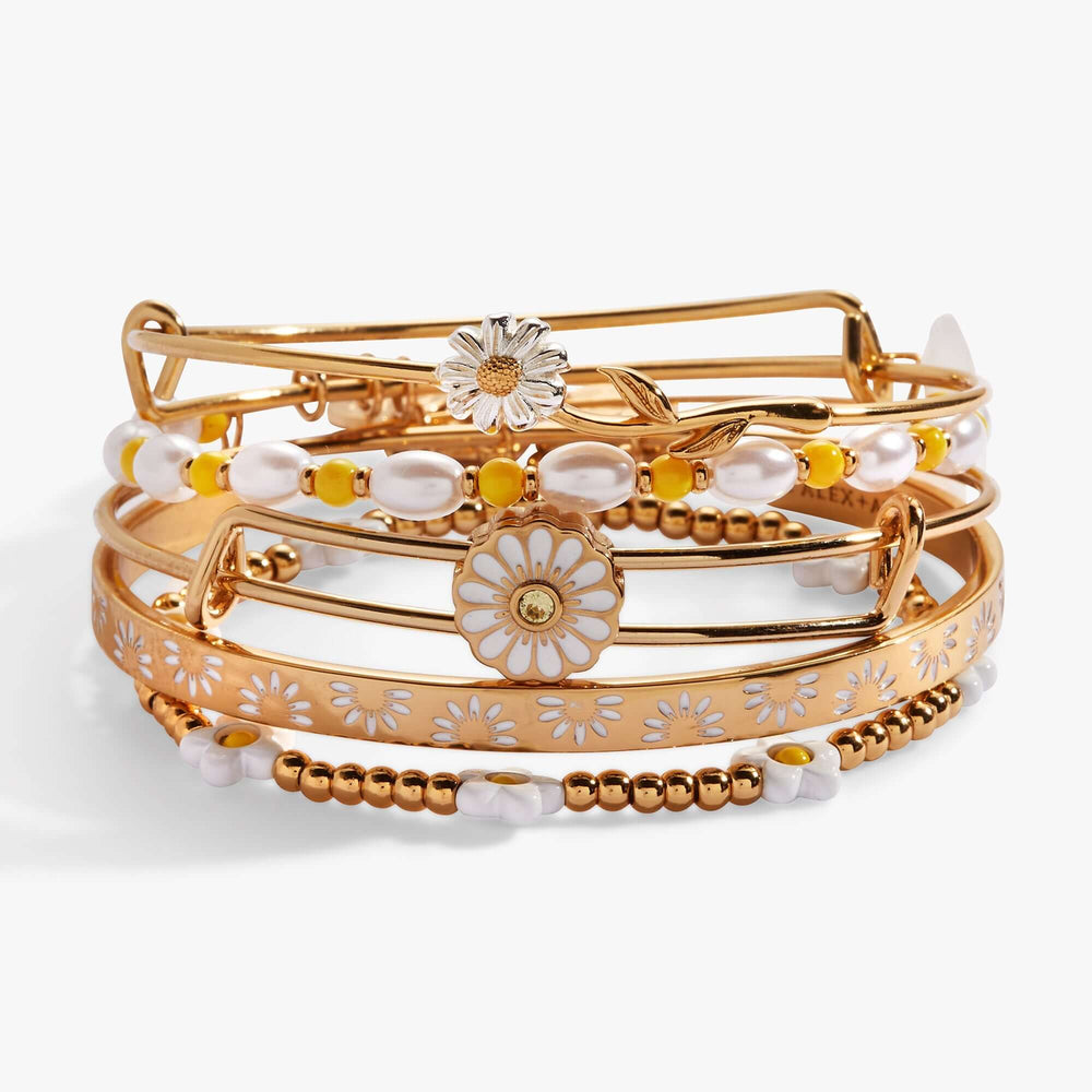 Daisy Flower Beaded Bangle Set of 5 | Boutique In USA, Bracelets, $ 108.00, A Moment Of Now™