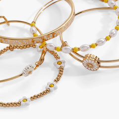 Daisy Flower Beaded Bangle Set of 5 | Boutique In USA, Bracelets, $ 108.00, A Moment Of Now™