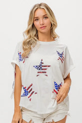 Off White USA American Flag Sequin Star Fringe Top, Tops, $ 45.00, A Moment Of Now™