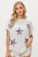 Off White USA American Flag Sequin Star Fringe Top, Tops, $ 45.00, A Moment Of Now™