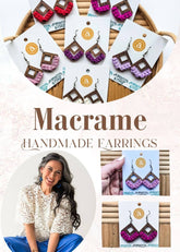 Macrame Handmade Knotted Earrings - Double Diamond