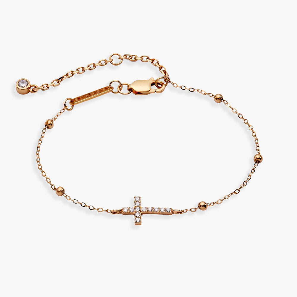 Cross Delicate Pave Crystal Beaded Strand Bracelet, Bracelets, $ 68.00, A Moment Of Now™