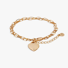 Heart Charm Double Paperclip Chain Bracelet, Bracelets, $ 28.00, A Moment Of Now™
