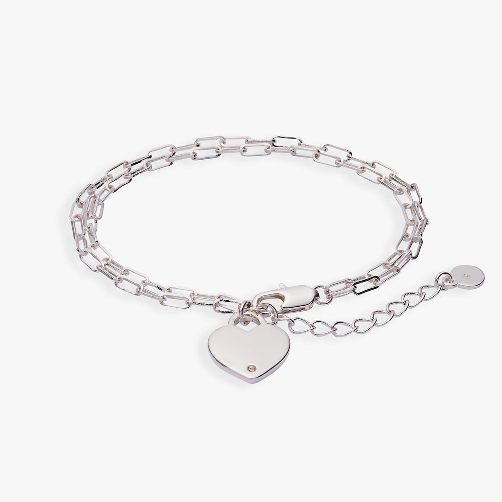 Heart Charm Double Paperclip Chain Bracelet, Bracelets, $ 28.00, A Moment Of Now™
