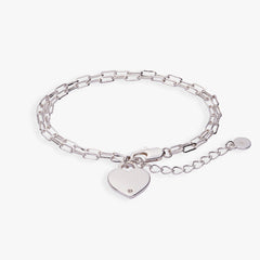 Heart Charm Double Paperclip Chain Bracelet, Bracelets, $ 28.00, A Moment Of Now™