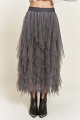 Layered Polka Dot Mesh Lined A-Line Midi Skirt, Skirts, $ 62.00, A Moment Of Now™