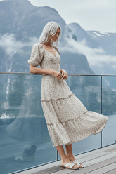 SO ME Ditsy Floral Self Belt On Elastic Waist Maxi Dress | Boutique In USA, Dresses, $ 69.00, A Moment Of Now™