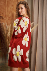Plus Size Happy Face Print Knit Sweater with Pockets, Sweater Dresses, $ 96.95, A Moment Of Now™