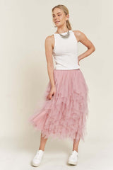 Plus Layer Polka Dot Mesh Lined A-Line Midi Skirt, Skirts, $ 62.00, A Moment Of Now™