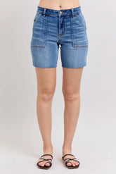 Judy Blue Mid Rise Bermudas Denim Shorts, Shorts, $ 52.00, A Moment Of Now™