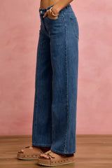 Blue Seam Detail Mid Rise Stretch Denim Jeans | Boutique In USA, Jeans, $ 64.00, A Moment Of Now™