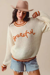 SO ME Thanksgiving Grateful Stitch Sweater, Sweaters, $ 48.00, A Moment Of Now™