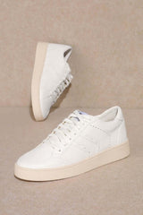 White Braided Casual Lace Up Sneakers - MARA, Sneakers, $ 65.00, A Moment Of Now™