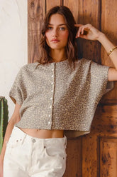 Leopard Print Button Front Sweater Cardigan, Tops, $ 50.00, A Moment Of Now™