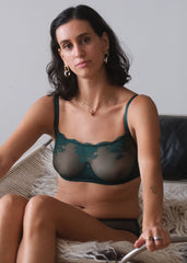 Kim High Neck Sheer Lace Underwire Bra