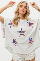 Off White USA American Flag Sequin Star Fringe Top, Tops, $ 45.00, A Moment Of Now™
