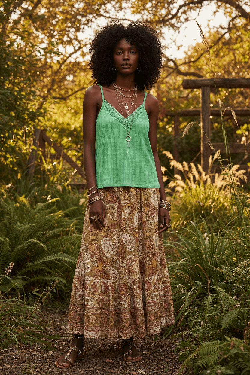 Kelly Green Lace Detail V-Neck Textured Knit Cami |Bohemian Fashion, Tank Tops, $ 47.00, A Moment Of Now™