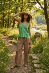 Kelly Green Lace Detail V-Neck Textured Knit Cami |Bohemian Fashion, Tank Tops, $ 47.00, A Moment Of Now™