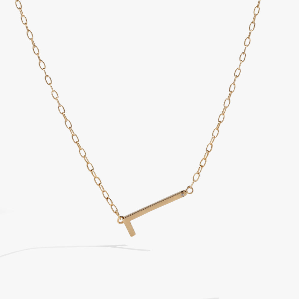Initial L Precious Elongated Necklace, Necklaces, $ 39.90, A Moment Of Now™
