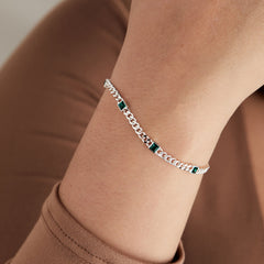 May Birthstone Emerald Curb Chain Bracelet, Bracelets, $ 28.00, A Moment Of Now™