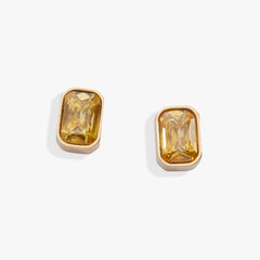 November Emerald-Cut Birthstone Stud Earrings
