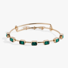 May Birthstone Emerald Cut Bangle | Boutique In USA, Bracelets, $ 34.00, A Moment Of Now™