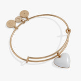 White Enamel Heart Charm Bangle, Bracelets, $ 13.90, A Moment Of Now™