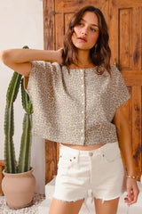 Leopard Print Button Front Sweater Cardigan, Tops, $ 50.00, A Moment Of Now™