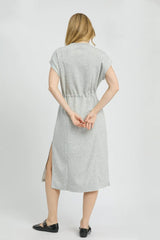Light Grey Side Slit Midi Tee Dress - Relaxed Fit, Dresses, $ 59.00, A Moment Of Now™