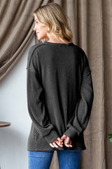 Be Merry Charcoal Ribbed Long Sleeve Graphic Tee, T-shirts, $ 45.00, A Moment Of Now™