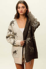 Brown Beige Open Front Long Sleeve Cardigan, Cardigans, $ 55.00, A Moment Of Now™
