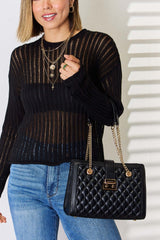 David Jones Black Quilted PU Leather Handbag, Shoulder Bags, $ 55.00, A Moment Of Now™