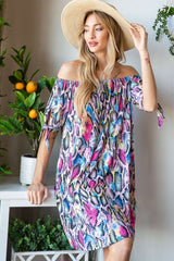 Boho Plus Size Off Shoulder Snake Mini Dress, Dresses, $ 45.00, A Moment Of Now™