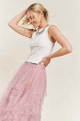 Plus Layer Polka Dot Mesh Lined A-Line Midi Skirt, Skirts, $ 62.00, A Moment Of Now™