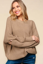 Taupe Side Slit Texture Sweater – Stylish & Cozy, Sweaters, $ 45.00, A Moment Of Now™