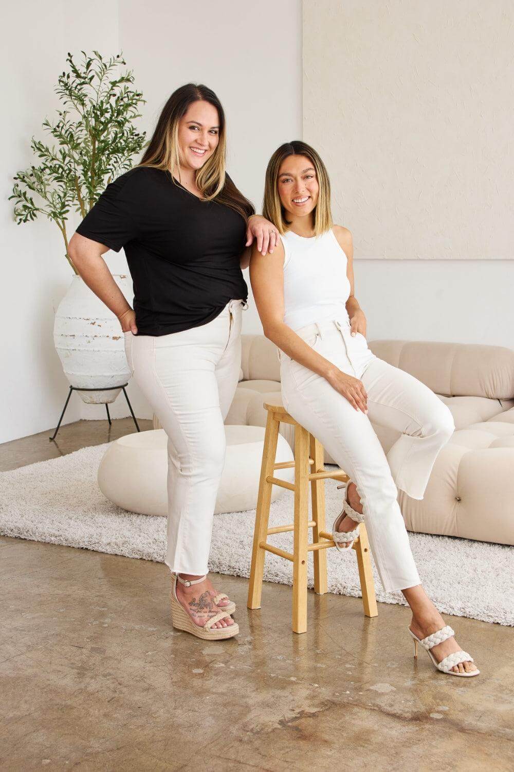 Off White Mini Mia Tummy Control High Waist Raw Hem Jeans, jeans, $ 59.00, A Moment Of Now™