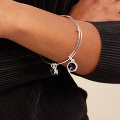 February Birthstone Charm Bangle, Amethyst, Bracelets, $ 28.00, A Moment Of Now™