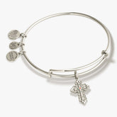 Floral Cross Charm Bangle Bracelet | Boutique In USA, Bracelets, $ 28.00, A Moment Of Now™