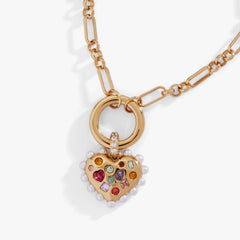 Puffy Heart Gemstone And Pearl Chain Bolo Bracelet, Bracelets, $ 44.00, A Moment Of Now™