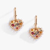 Puffy Heart Gemstone And Pearl Charm Hoop Earrings, Earrings, $ 38.00, A Moment Of Now™