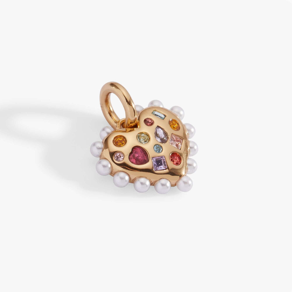 Puffy Heart Gemstone And Pearl Charm, Charms & Pendants, $ 24.00, A Moment Of Now™