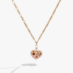 Puffy Heart Gemstone And Pearl Pendant Necklace, Necklaces, $ 54.00, A Moment Of Now™