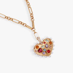 Puffy Heart Gemstone And Pearl Pendant Necklace, Necklaces, $ 54.00, A Moment Of Now™