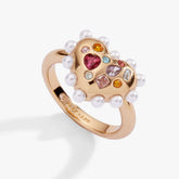 Puffy Heart Gemstone And Pearl Statement Ring, Rings, $ 38.00, A Moment Of Now™