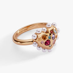 Puffy Heart Gemstone And Pearl Statement Ring, Rings, $ 38.00, A Moment Of Now™