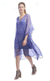 Geo Diamond Midi Caftan in Cobalt Blue + Silver | Boutique In USA, Dresses, $ 120.00, A Moment Of Now™