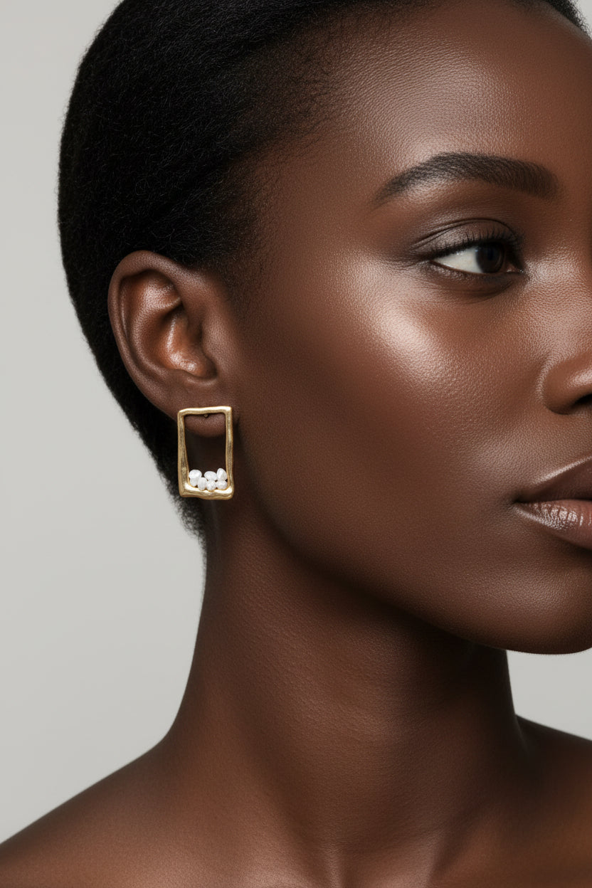 Myrren Gold Plated Frame Shell Decal Dangle Earrings | Boutique In USA, Earrings, $ 10.99, A Moment Of Now™