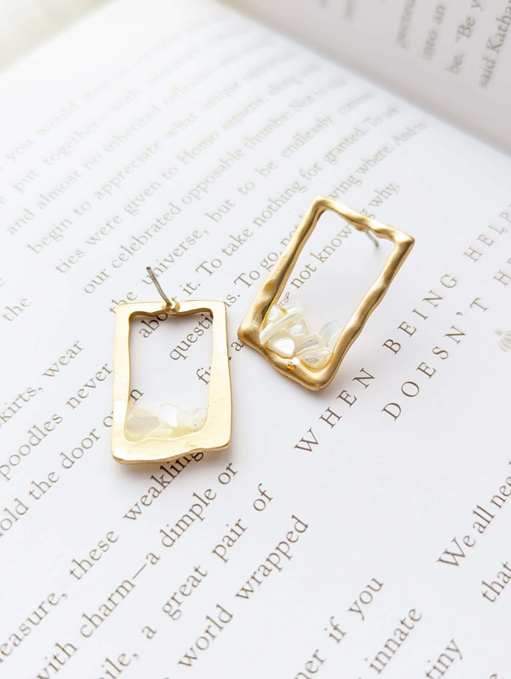 Myrren Gold Plated Frame Shell Decal Dangle Earrings | Boutique In USA, Earrings, $ 10.99, A Moment Of Now™