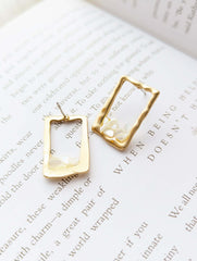 Myrren Gold Plated Frame Shell Decal Dangle Earrings, Earrings, $ 10.99, A Moment Of Now™